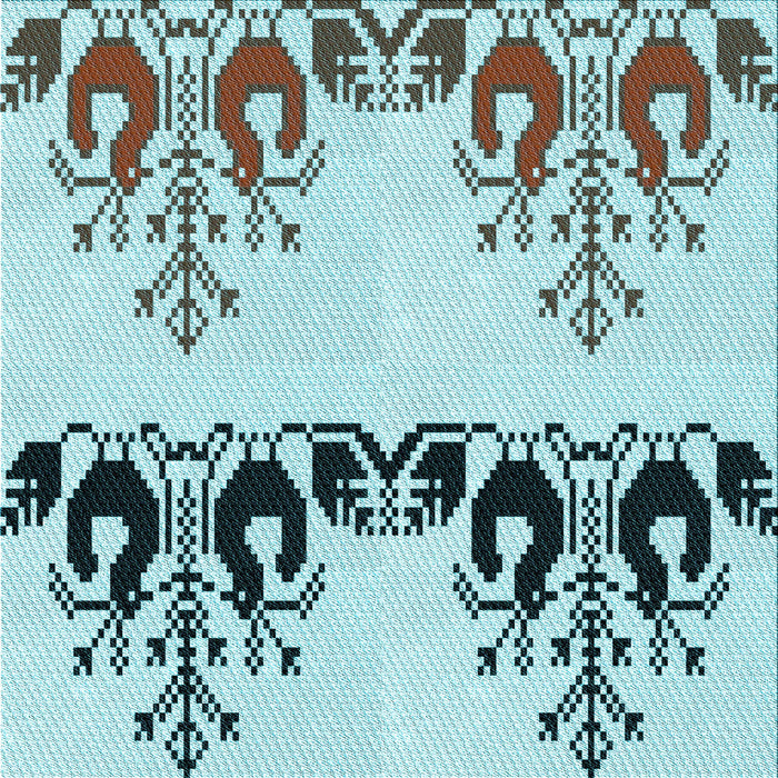 Round Patterned Sea Green Rug, pat649lblu