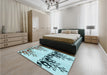 Patterned Sea Green Rug in a Bedroom, pat649lblu