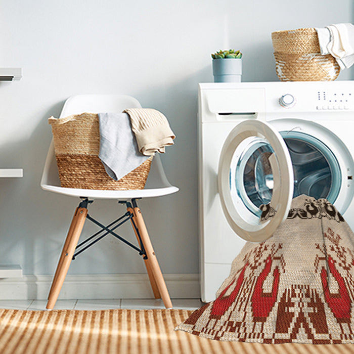 Machine Washable Transitional Red Rug in a Washing Machine, wshpat649org