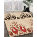 Patterned Red Rug in Family Room, pat649org