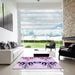 Square Patterned Orchid Purple Rug in a Living Room, pat649pur