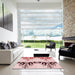 Machine Washable Transitional Light Rose Pink Rug in a Kitchen, wshpat649rd