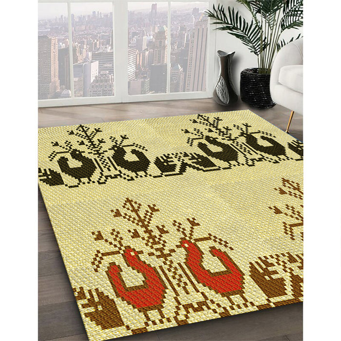 Patterned Dark Bisque Brown Rug in Family Room, pat649yw
