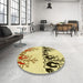 Round Patterned Dark Bisque Brown Rug in a Office, pat649yw