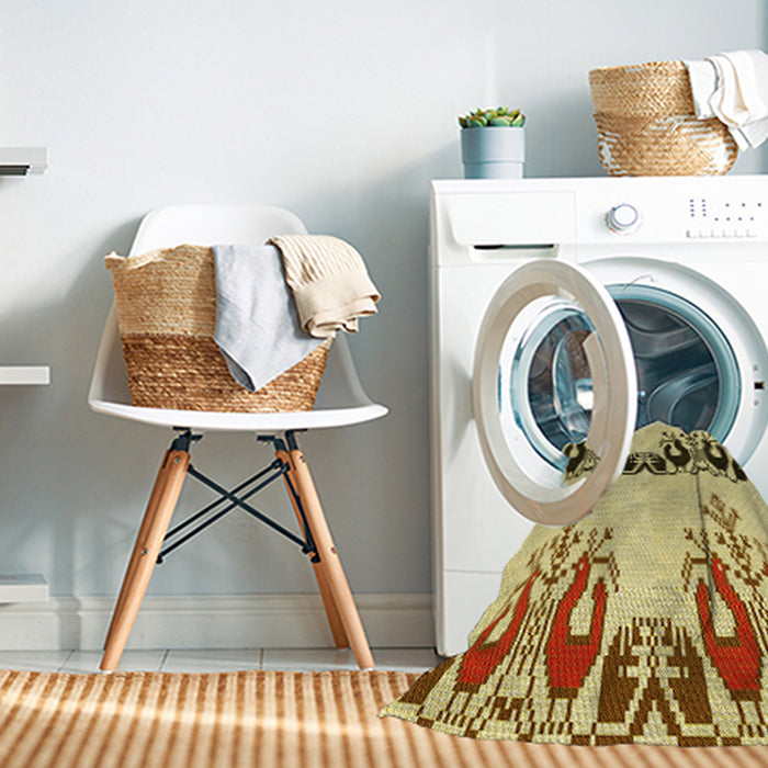 Machine Washable Transitional Dark Bisque Brown Rug in a Washing Machine, wshpat649yw