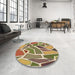 Patterned Saddle Brown Rug in a Kitchen, pat65brn