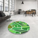 Patterned Green Rug in a Kitchen, pat65grn