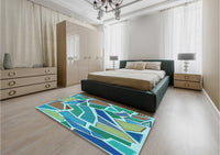 Patterned Turquoise Green Rug, pat65lblu