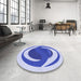 Round Patterned Blue Rug in a Office, pat650blu