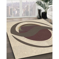 Patterned Deep Peach Orange Rug, pat650brn