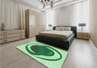 Patterned Pale Green Rug in a Bedroom, pat650grn