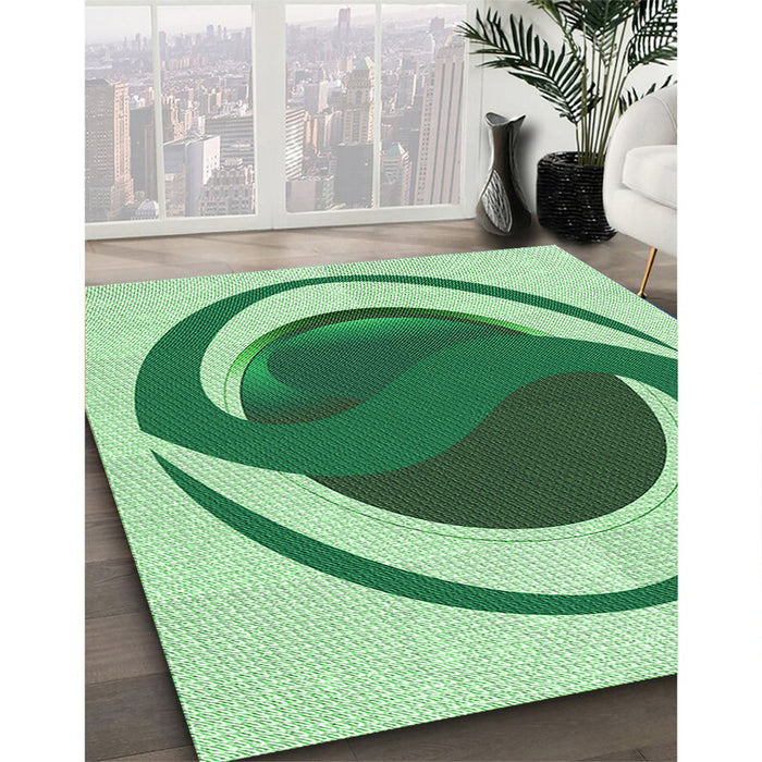 Machine Washable Transitional Pale Green Rug in a Family Room, wshpat650grn