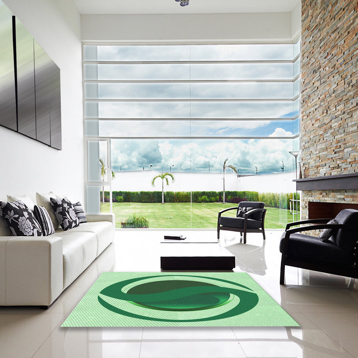 Square Patterned Pale Green Rug in a Living Room, pat650grn