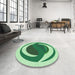 Round Patterned Pale Green Rug in a Office, pat650grn