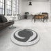 Round Patterned Ash Gray Rug in a Office, pat650gry