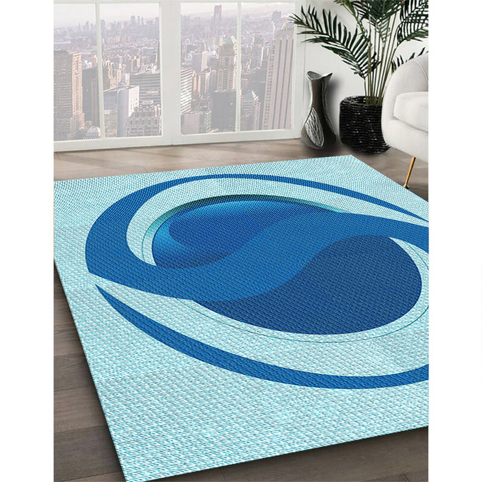 Machine Washable Transitional Blue Rug in a Family Room, wshpat650lblu