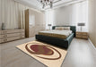 Patterned Mahogany Brown Rug in a Bedroom, pat650org