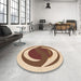 Round Patterned Mahogany Brown Rug in a Office, pat650org