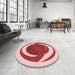 Round Patterned Pink Rug in a Office, pat650rd