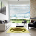 Square Patterned Dark Yellow Green Rug in a Living Room, pat650yw