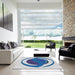 Square Patterned Pale Blue Novelty Rug in a Living Room, pat650