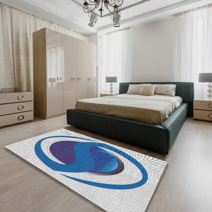 Patterned Pale Blue Novelty Rug in a Bedroom, pat650