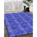 Patterned Light Slate Blue Rug in Family Room, pat651blu