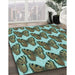 Patterned Army Green Rug in Family Room, pat652lblu