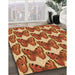 Patterned Orange Rug in Family Room, pat652org