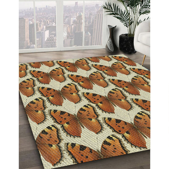 Patterned Saddle Brown Novelty Rug in Family Room, pat652