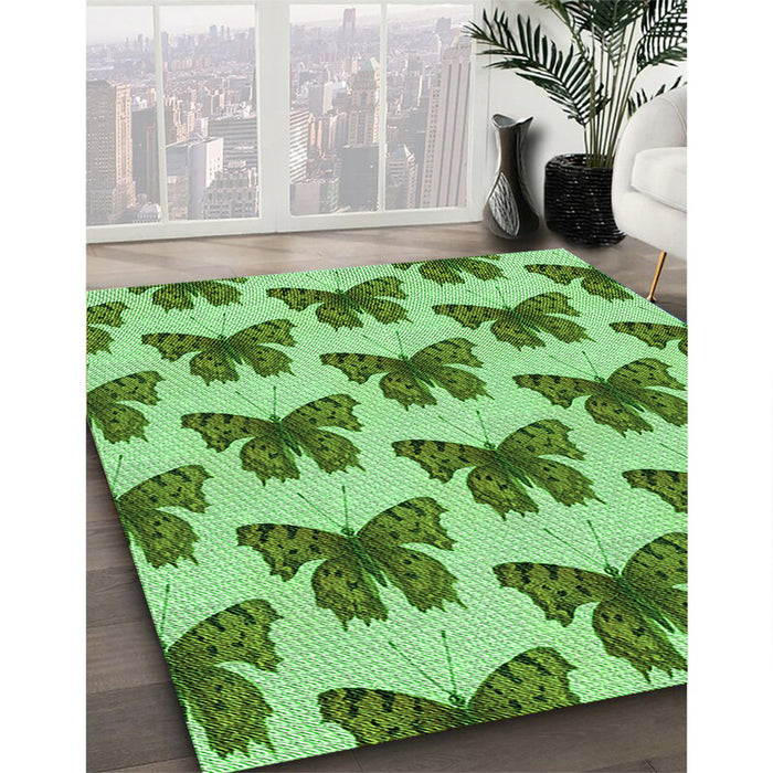 Patterned Jade Green Rug in Family Room, pat653grn