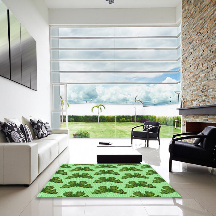 Square Patterned Jade Green Rug in a Living Room, pat653grn
