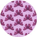 Square Machine Washable Transitional Medium Violet Red Pink Rug in a Living Room, wshpat653pur