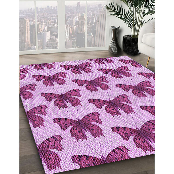 Patterned Medium Violet Red Pink Rug in Family Room, pat653pur