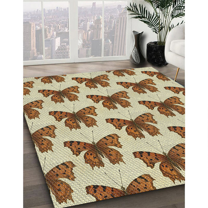 Patterned Saddle Brown Novelty Rug in Family Room, pat653
