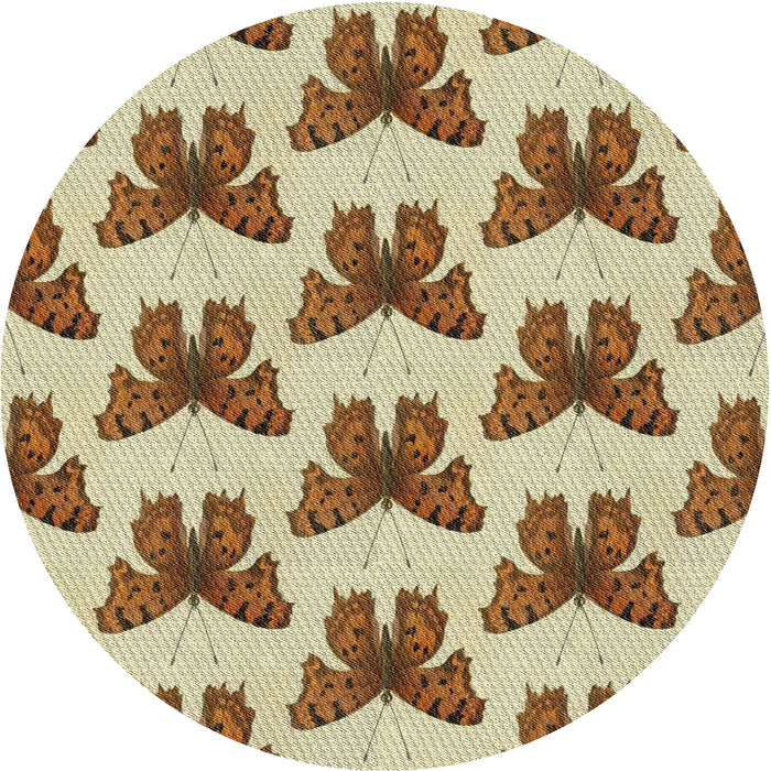 Sideview of Patterned Saddle Brown Novelty Rug, pat653