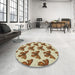 Round Patterned Saddle Brown Novelty Rug in a Office, pat653