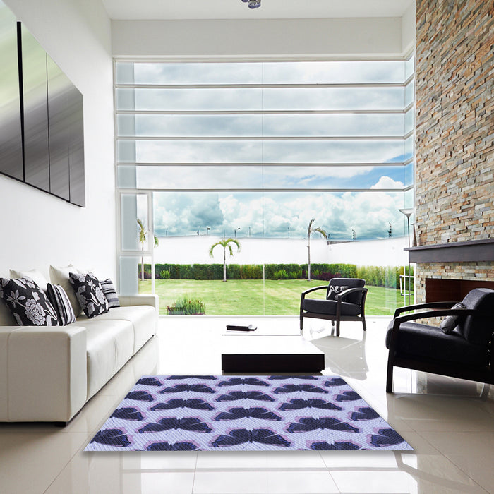 Square Patterned Blue Rug in a Living Room, pat654blu