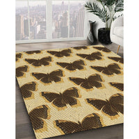 Patterned Chrome Gold Yellow Rug, pat654brn