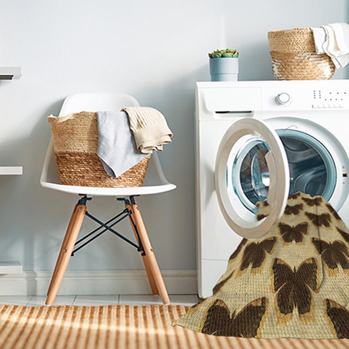 Machine Washable Transitional Chrome Gold Yellow Rug in a Washing Machine, wshpat654brn