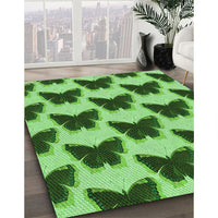 Patterned Deep Emerald Green Rug, pat654grn