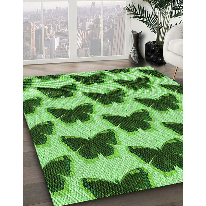Patterned Deep Emerald Green Rug in Family Room, pat654grn