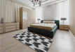 Patterned Cloud Gray Rug in a Bedroom, pat654gry