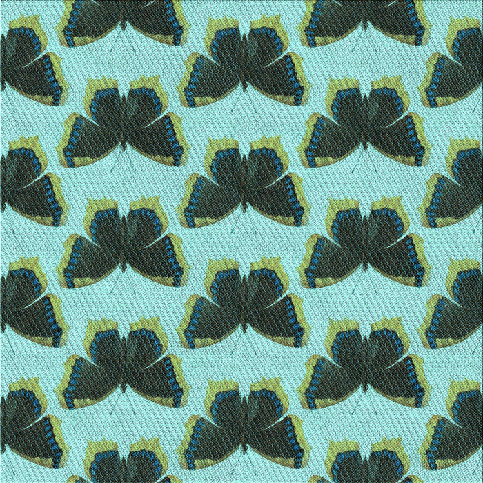 Round Patterned Medium Turquoise Green Rug, pat654lblu