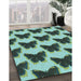 Patterned Medium Turquoise Green Rug in Family Room, pat654lblu