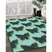 Machine Washable Transitional Medium Turquoise Green Rug in a Family Room, wshpat654lblu