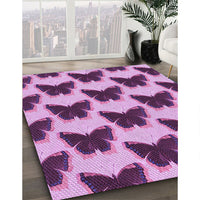 Patterned Dark Magenta Purple Rug, pat654pur