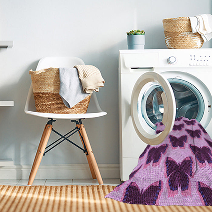 Machine Washable Transitional Dark Magenta Purple Rug in a Washing Machine, wshpat654pur