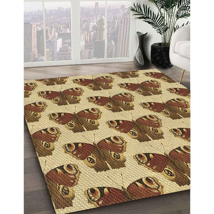 Machine Washable Transitional Saddle Brown Rug in a Family Room, wshpat655brn