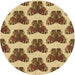Square Patterned Saddle Brown Rug, pat655brn